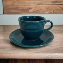 Fiestaware Fiesta Homer Laughlin China Cup and 6&quot; Saucer Set Juniper Green USA - £13.54 GBP