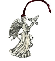 Vintage Pewter Angel with Dove Christmas Tree Ornament 1988 Seagull 3.5 Inch - £13.57 GBP