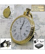 GOLD Color BIG Size Open Face Pocket Watch Antique Design with Fob Chain... - $19.49