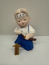 Japanese Samurai Boy w/ Sword Hakata Doll Figure 7.5&quot; Tall - $21.73