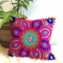 INDACORIFY Suzani Pillow, Embroidered Pillow Cover 20X20, Decorative Thr... - £12.63 GBP+