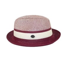 Men's Bently Semi Crushable Fedora Briad Straw Hat Dante DA226 Burgundy White image 3