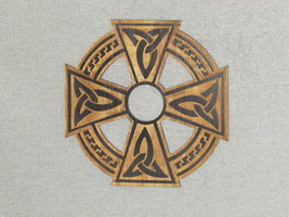 Rustic Engraved Wood Celtic Cross 12&quot; x 12&quot; Wall Hanging Art - £20.00 GBP