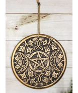 Wicca Occult Sacred Triple Moon Goddess Pentagram Terracotta Wall Decor ... - $23.13 CAD