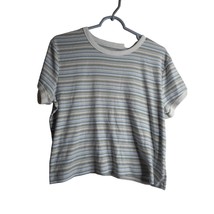 Blue Grean Peach White Striped XXL cropped t shirt tee top Arizona Jean ... - $148.89 MXN