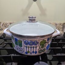 Retro Enamel Vintage GHC 10” Pot Pan MCM Danish Kitchen Design - $10.59