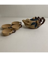 YiXing Zisha Clay Teapot by WU Meihong With 4 Cups Gourd/pumpkin Motif - $466.57