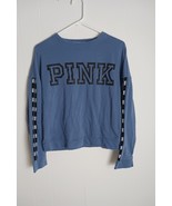 Victorias Secret PINK Logo Pullover Sz XS Blue Long Sleeve Crew Neck Swe... - $326.83 MXN