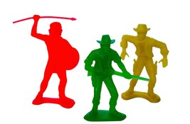Cowboys and Indians lot vtg western toys red yellow green plastic 1960s marx U10 - £11.03 GBP