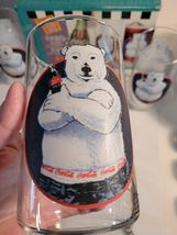 6 Coca Cola Indiana 16 oz Polar Bear Glasses with "Attitude Bear" design image 3
