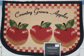 Printed Nylon Kitchen Rug (nonskid)(16&quot;x24&quot;) 3 Country Grown Apples,D Shape, Sig - £12.52 GBP