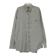 Eddie Bauer Mens Green White Plaid Cotton Button Long Sleeve Shirt Size XL - $14.99