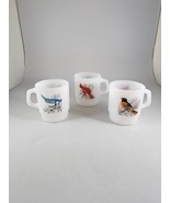 Fire King Anchor Hocking  Milk Glass Bird Mugs Lot of 3 - $23.75