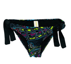 O&#39;neill Paisley Floral Black Women Swimsuit Scarf Tie Side Bottoms Size Small - £12.94 GBP
