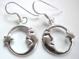 Crescent Moon and Star Earrings 925 Sterling Silver I Love the Night - £8.67 GBP