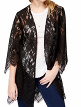 Love, Fire Juniors Scalloped Lace Kimono Color Black Color XS - £30.54 GBP