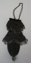 Vtg beaded  flapper style bag Gorgeous Black &amp; Silver Seed Beaded Reticule Purse - £59.01 GBP