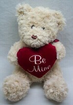 Hug Fun CUTE TAN TEDDY BEAR W/ &quot;BE MINE&quot; HEART 10&quot; Plush STUFFED ANIMAL Toy - £11.67 GBP