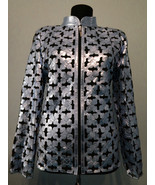 Silver Leather Leaf Jacket Women All Colors Sizes Genuine Lambskin Zip S... - £175.91 GBP