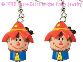 Funky Scarecrow Earrings Fun Fall Harvest Thanksgiving Halloween Costume Jewelry - £7.15 GBP
