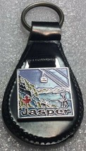 Vintage Black Leather Promo Keychain JASPER Porte-Clés Cuir Noir Alberta Canada - £6.43 GBP