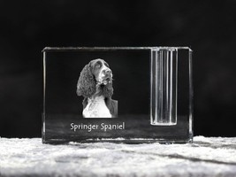 English Springer Spaniel, crystal pen holder with dog, souvenir, decoration, lim - £40.59 GBP