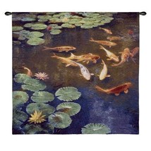 52x50 INCLINATIONS KOI Fish Pond Asian Tapestry Wall Hanging - £142.11 GBP