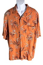 TEHAMA CLINT Men&#39;s Short Sleeve Button Down Floral Hawaiian Shirt Orange... - £15.45 GBP