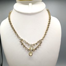 Vintage Crystal Choker, Silver Tone Necklace with Clear Rhinestones and 2 AB - £25.11 GBP