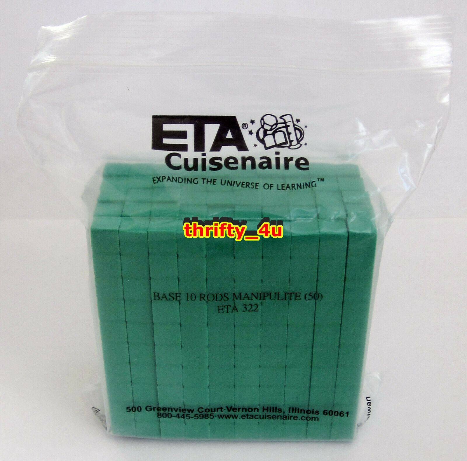 ETA Cuisenaire p/n eta 322, Base Ten Rods, Green, Set of 50 Manipulative... - $6.11