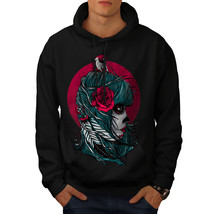 Wellcoda Rose Skull Fantasy Mens Hoodie, Bird Casual Hooded Sweatshirt - £25.79 GBP+