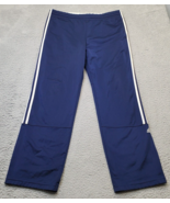 adidas Activewear Pants Men Medium Navy Three Stripe Elastic Waist Wide ... - £17.26 GBP