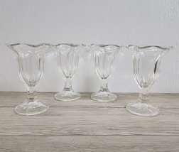 Vintage Anchor Hocking Tulip Sundae Dessert Glasses 6” Tall - Set of 4 - £14.16 GBP