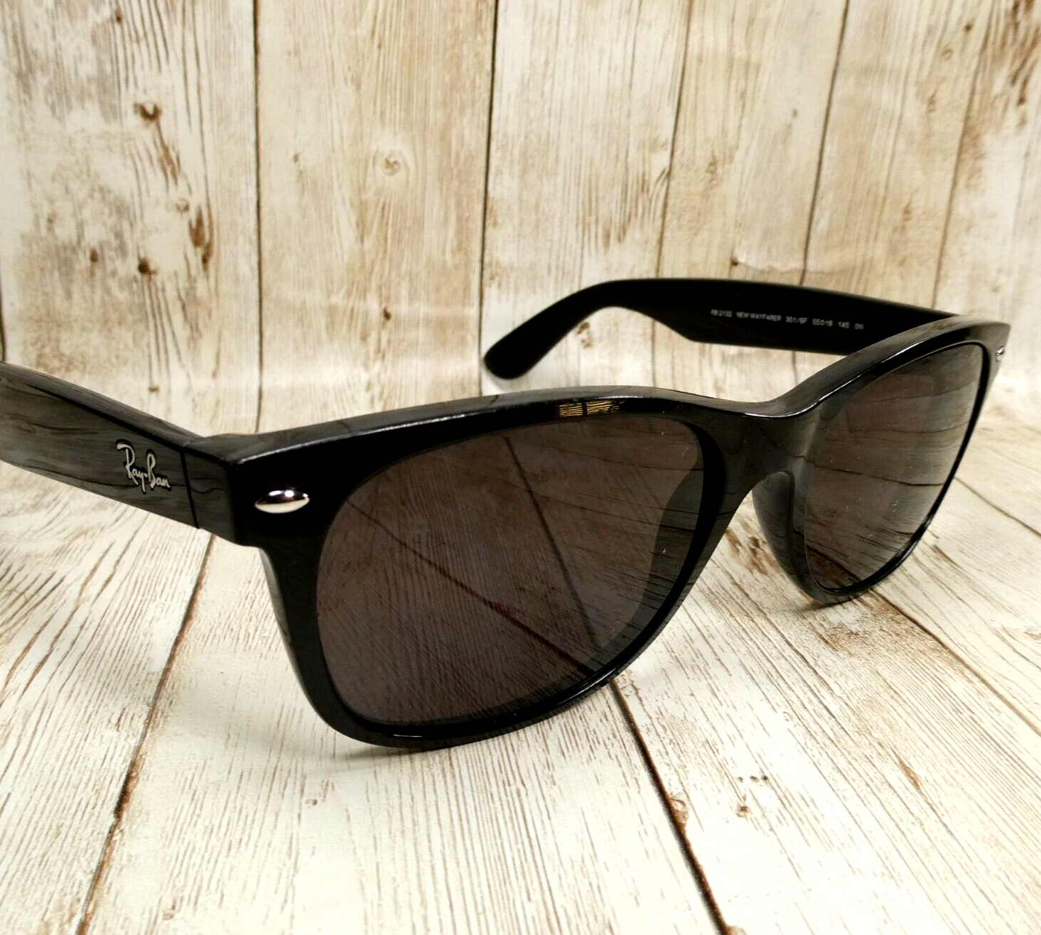 Ray Ban New Wayfarer Gloss Black Sunglasses FRAMES RB2132 901/BF 55-18-145 Italy - $43.51