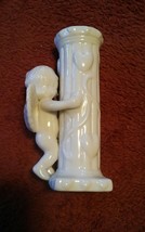 015 Porcelan White Angel Cheub Candle Holder 4.5 Inch Roman Style - $9.99
