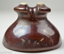 Vintage Brown Pottery Ceramic Threaded Insulator Collectible Electrical Decor - £11.49 GBP