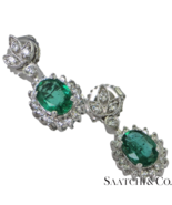 18k (750) White Gold Natural Diamond and Emerald Earrings - $1,782.00