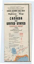 Highway Map Canada &amp; United States 1953 Western &amp; Eastern Sheet Travel Bureau - £14.01 GBP