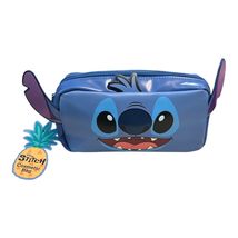 Disney Stitch Cosmetic Bag Blue Zip Pouch With Ears New Without Tags - $22.50