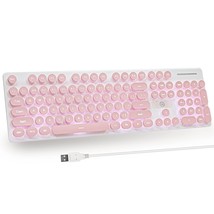 Typewriter Keyboard 104-Key Retro Punk Gaming Keyboard Led White Backlit Cute Ke - £30.48 GBP