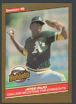 Oakland Athletics Jose Rijo 1986 Donruss Highlights #2 Milestone for Strikeouts  - £0.40 GBP