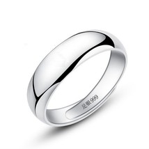 New 999 Sterling Silver Open Ring Men Women Bright Silver Ring Pure Silver Simpl - £19.14 GBP