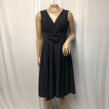 Jessica Howard Evenings Black Dress Womens 4 Sleeveless V Neck Rosette C... - $24.50