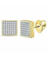 10kt Yellow Gold Mens Round Diamond Square Cluster Stud Earrings Cttw - £280.03 GBP