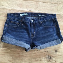 Gap 1969 Authentic Best Girlfriend Shorts Denim Dark Wash Cuffed Size 27/ 4 - £20.32 GBP
