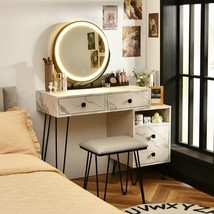 Modern Dressing Table with Storage Cabinet-White - Color: White - £261.72 GBP