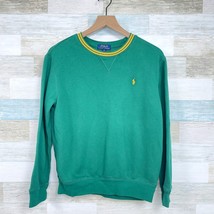 POLO Ralph Lauren Tipped Collar Sweater Green Crewneck Boys Large 14 16 - £31.10 GBP