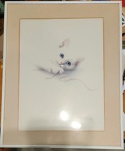 2 Cat Prints Signed (Bob) Harrison 1984 Snow White Blue Eyes 16x20 Framed&amp;Matted - £76.89 GBP