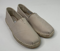 TOMS Women&#39;s 7 Esparto Macadamia Tan Leather Slip-On Espadrille Shoes NIB - £37.17 GBP