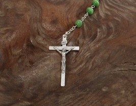 Vintage INRI Crucifix Catholic Jesus Christian Cross Pendant Rosary Necklace AF - £9.23 GBP